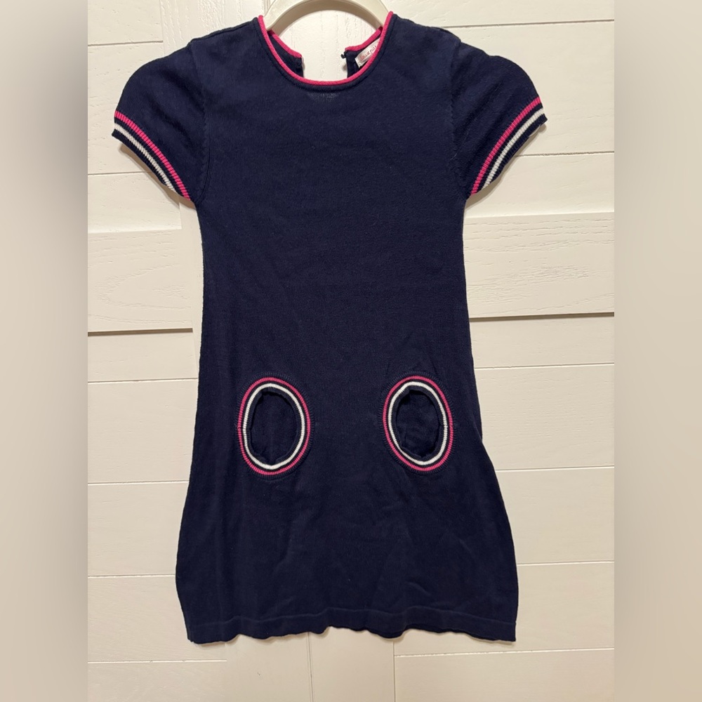 Deux par Deux Navy and Pink Trim Dress